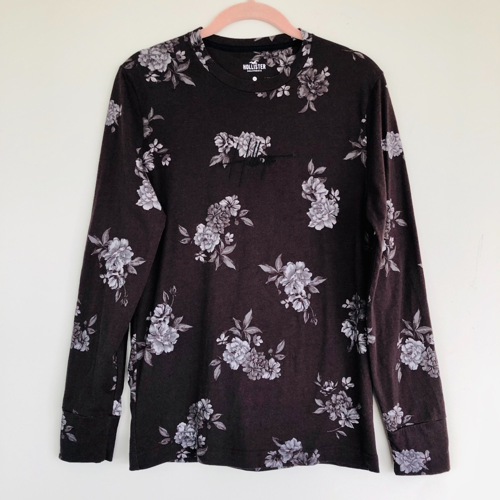 Long Sleeve Cotton Tee with Floral Design